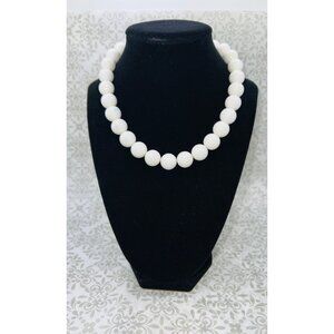 White Beaded Necklace Womens Jewelry Classic Design 15 Inches